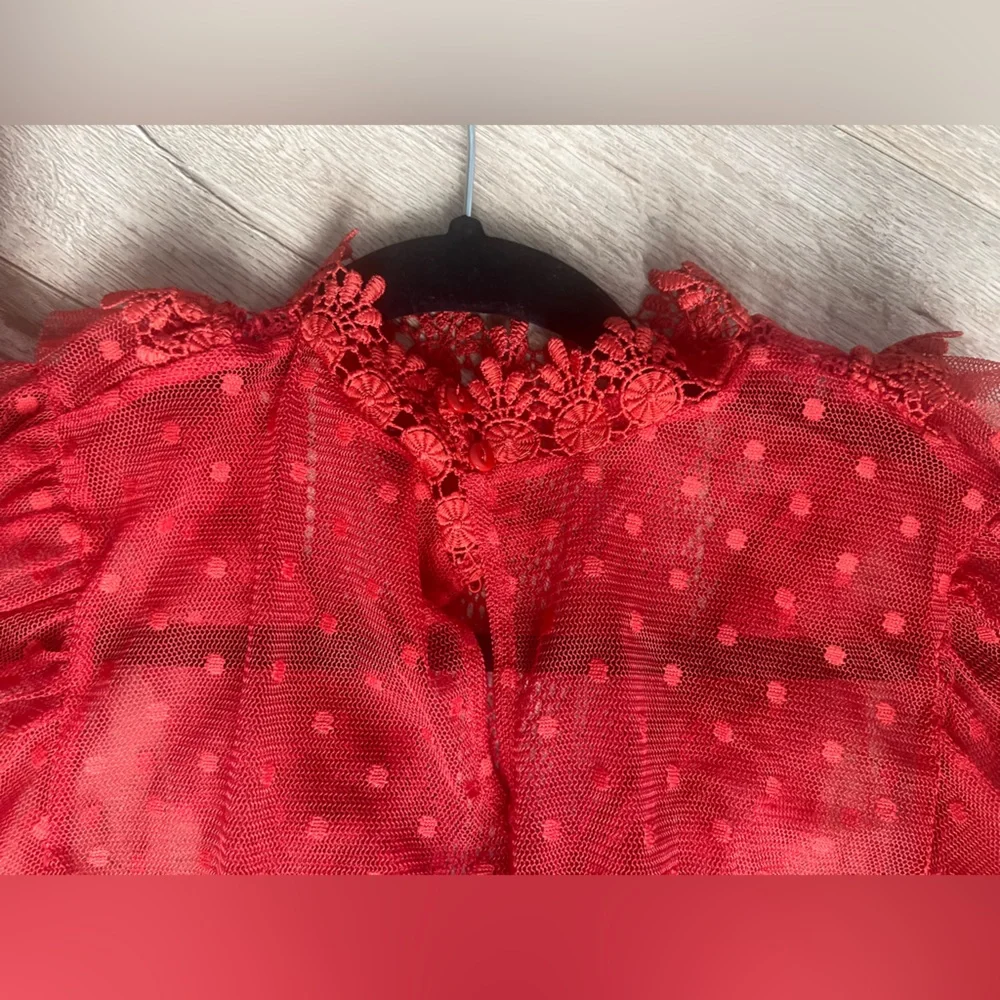 Red Short Ruffled Top - Picture 8 of 8